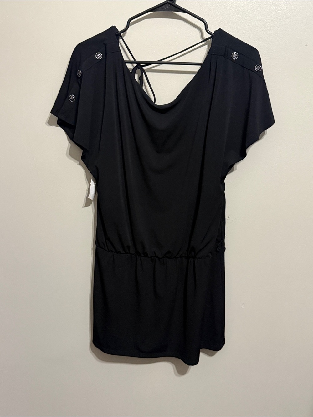 White House Black Market Black Mini Dress with Back Tie